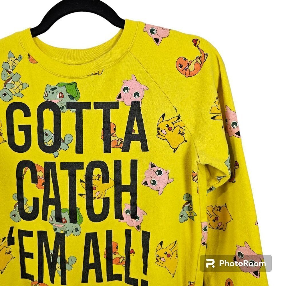 💥408 Pokemon Gotta Catch Them All Long Sleeve Shirt Yellow Sweatshirt - Picture 3 of 8